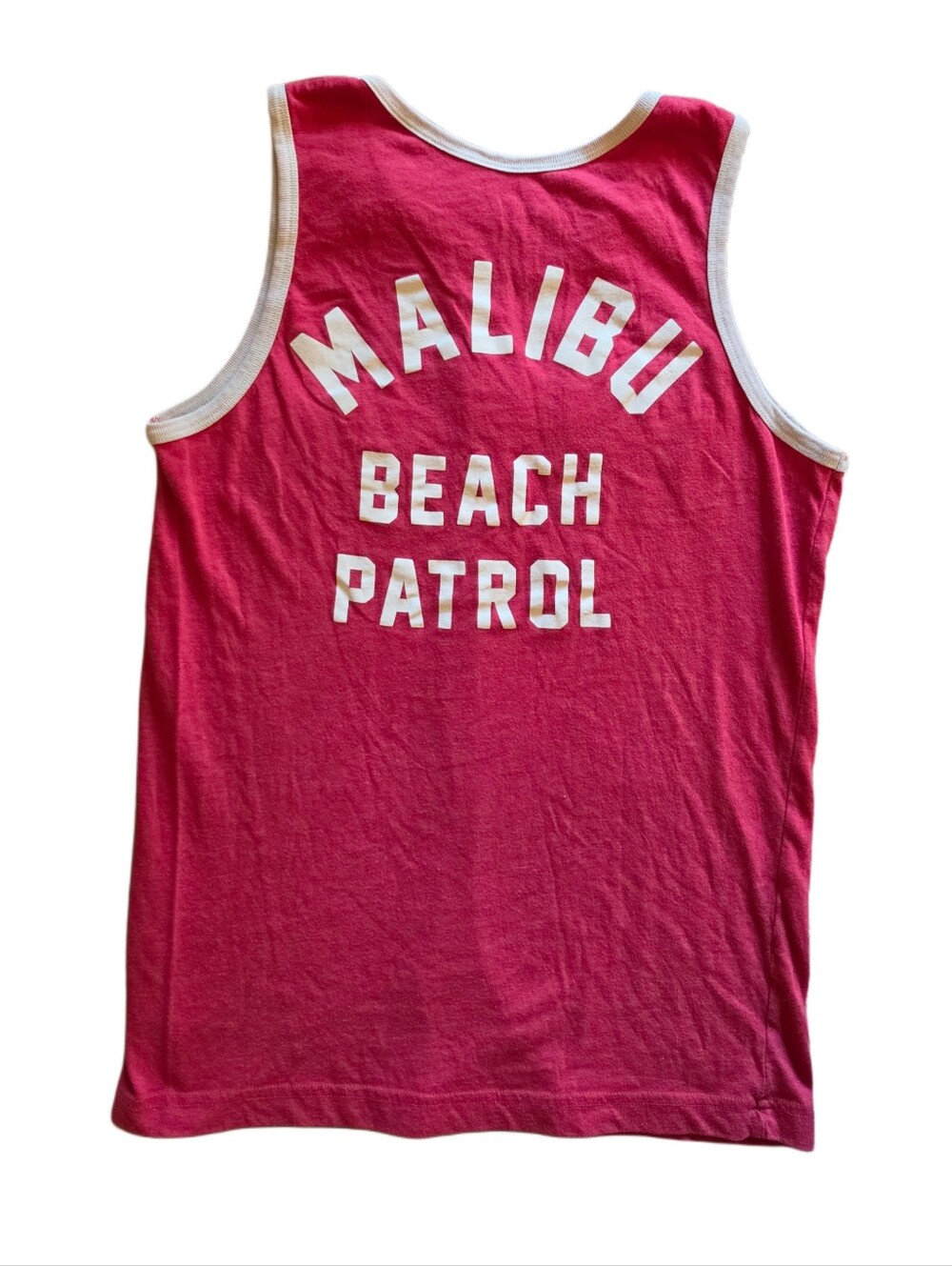 Baywatch Malibu Beach Patrol Life Guard Red Tank Top Tee Shirt Men’s